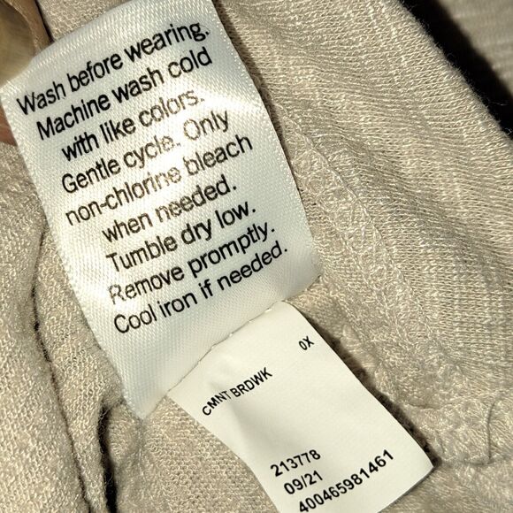 Sonoma Beige Soft Stretchy V-Neck Top with Long Sleeves Plus Size 0X - Picture 6 of 16